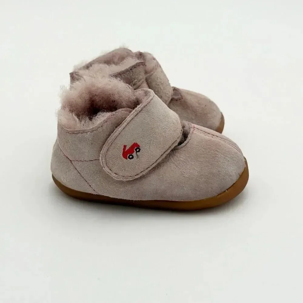 See Kai Run Infant Girls Avery Shearling First Walker Booties Hook and Loop Pink